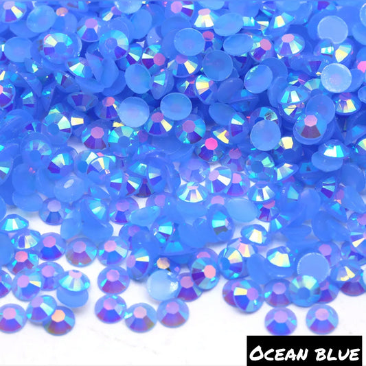 Ocean Blue Jelly Resin AB Rhinestones 1000 count