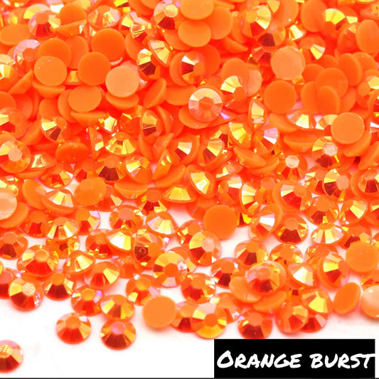 Orange Burst Jelly Resin AB Rhinestones 1000 count