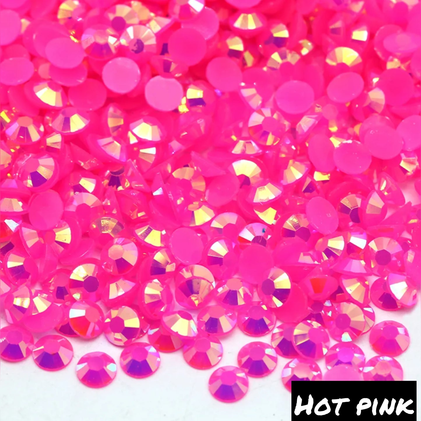 Hot Pink Jelly Resin AB Rhinestones 1000 count