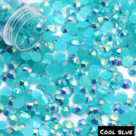 Cool Blue Jelly Resin AB Rhinestones 1000 count